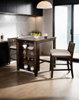 Walnut 3-pieces Solid Wood Dining Set