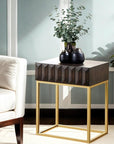 Walnut Color Textured Square Contemporary Side Table