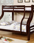Solpine Charming Wooden Twin/Full Bunk Bed with Curved Frame & Attached Ladder