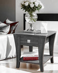 Rectangle Transitional Gray End Table with Storage Drawer
