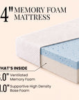 Lunara Fiberglass-Free Memory Foam Mattress in a Box - Firm Support, Cooling Cover, CertiPUR-US Certified