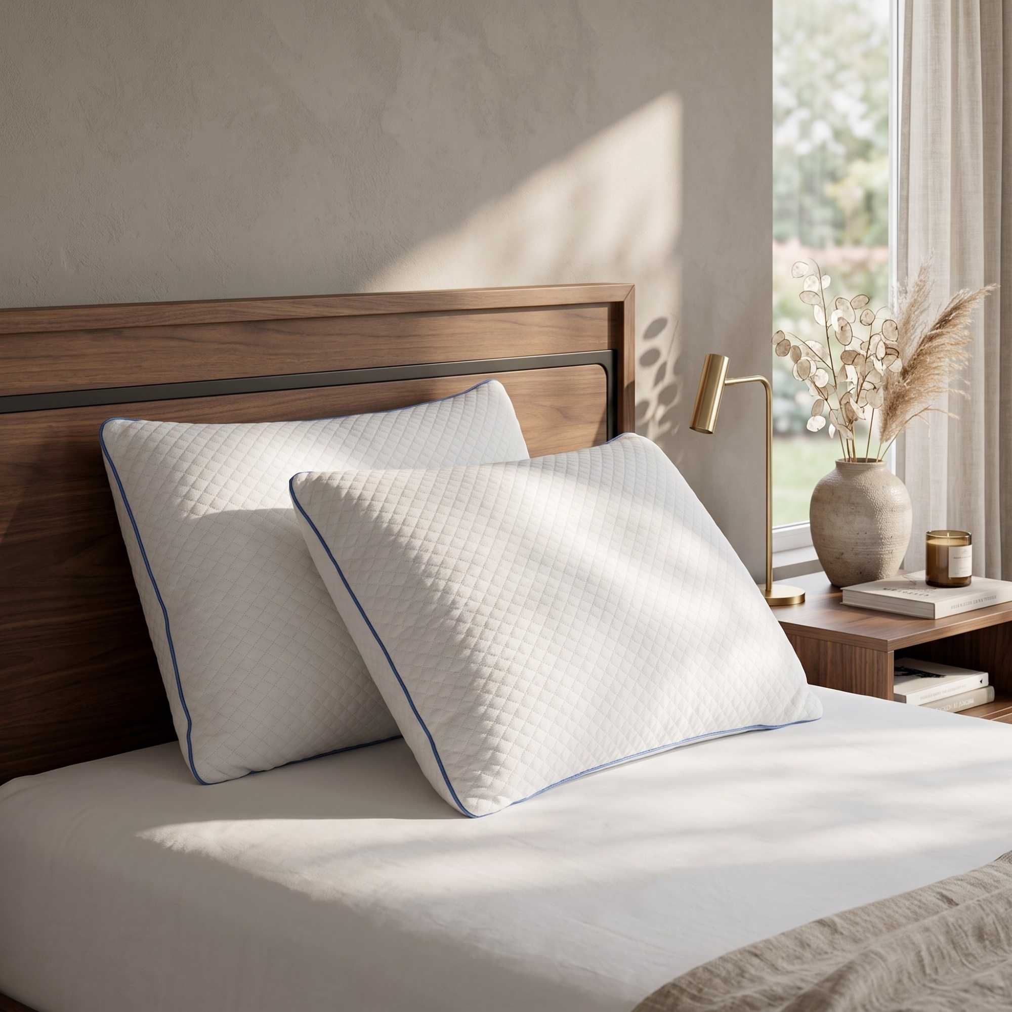 Aeris Memory Foam Pillow, Set of 2 Bed Pillows with Removable Cover and Pressure-Relieving Support by FOA