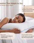 Aeris Memory Foam Pillow, Set of 2 Bed Pillows with Removable Cover and Pressure-Relieving Support by FOA