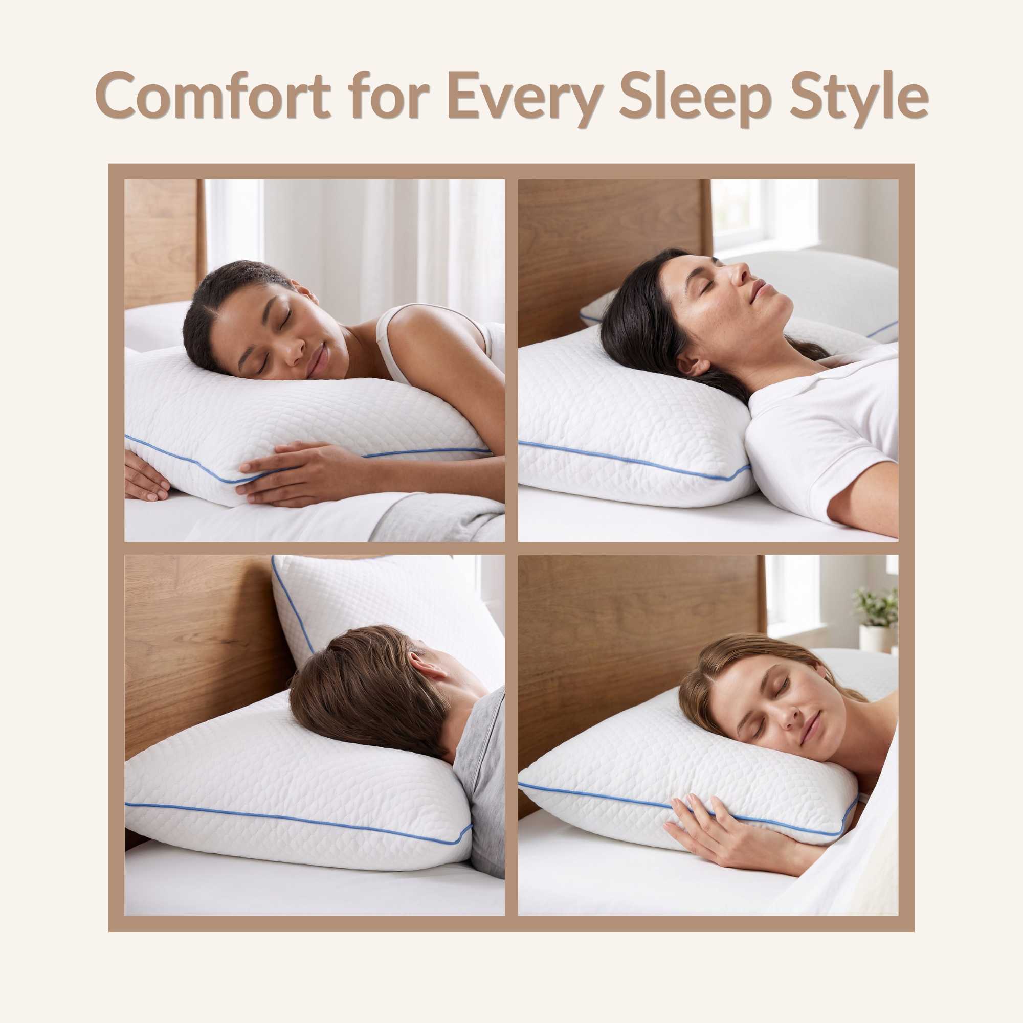 Aeris Memory Foam Pillow, Set of 2 Bed Pillows with Removable Cover and Pressure-Relieving Support by FOA