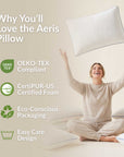 Aeris Memory Foam Pillow, Set of 2 Bed Pillows with Removable Cover and Pressure-Relieving Support by FOA
