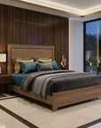 Panelli Bed Frame Recessed Panel Headboard & Bar Pull Accents