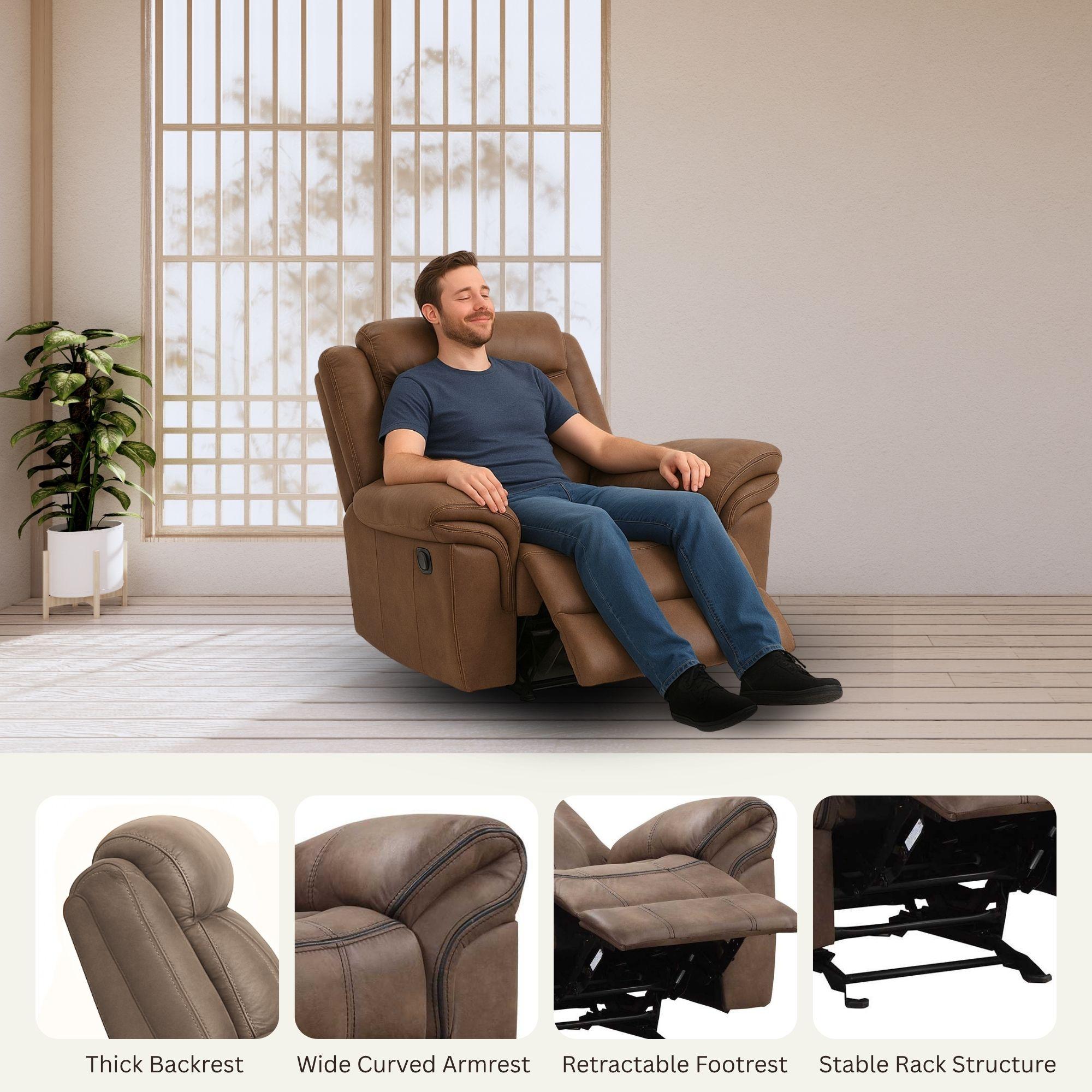 Agata Leatherette Transitional Glider Recliner