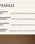 Panelli Bed Frame Recessed Panel Headboard & Bar Pull Accents