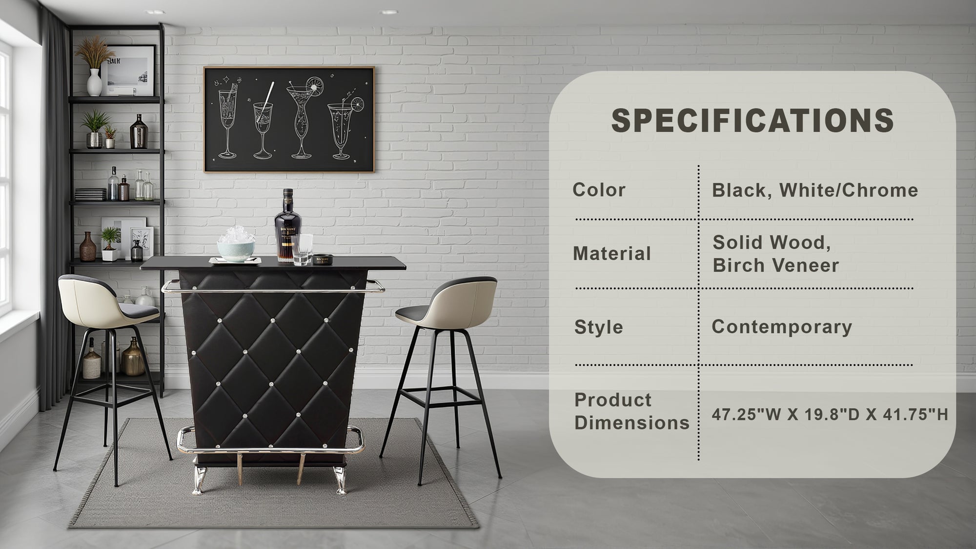 Valtaro Contemporary Bar Table