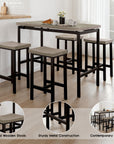 Roermond Contemporary Dining Set, 5 Pieces