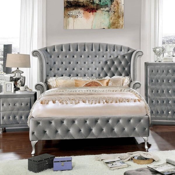 Alzir Elegant Luxury Tufted Velvet Platform Bed