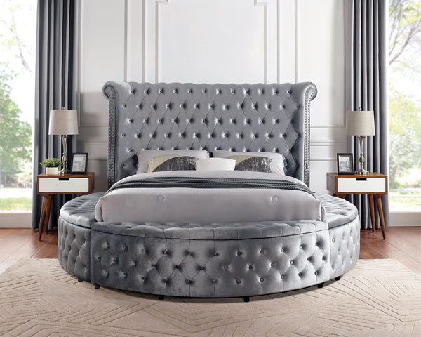 Velvora Platform Bed Frame with Storage Compartments, USB Ports & Wingback Tufted Headboard