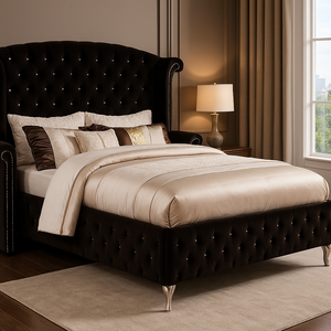 Alzir Elegant Luxury Tufted Velvet Platform Bed