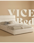 Vice Contemporary Upholstered White Leatherette Bed