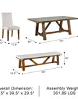 Alvone Rustic Dining Set, 6 Pieces