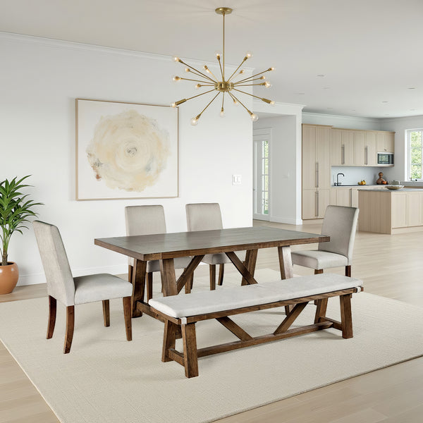 Alvone Rustic Dining Set, 6 Pieces