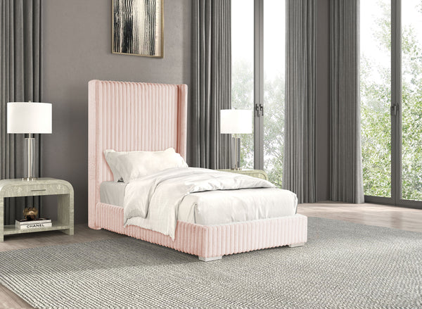 Santorini Modern Contemporary Fur Chenille Fabric Minimalist Platform Bed