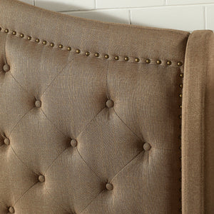 Carly Elegant Tufted Upholstered Camelback Platform Bed Frame