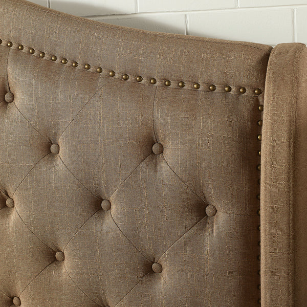 Carly Elegant Tufted Upholstered Camelback Platform Bed Frame