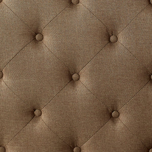 Carly Elegant Tufted Upholstered Camelback Platform Bed Frame