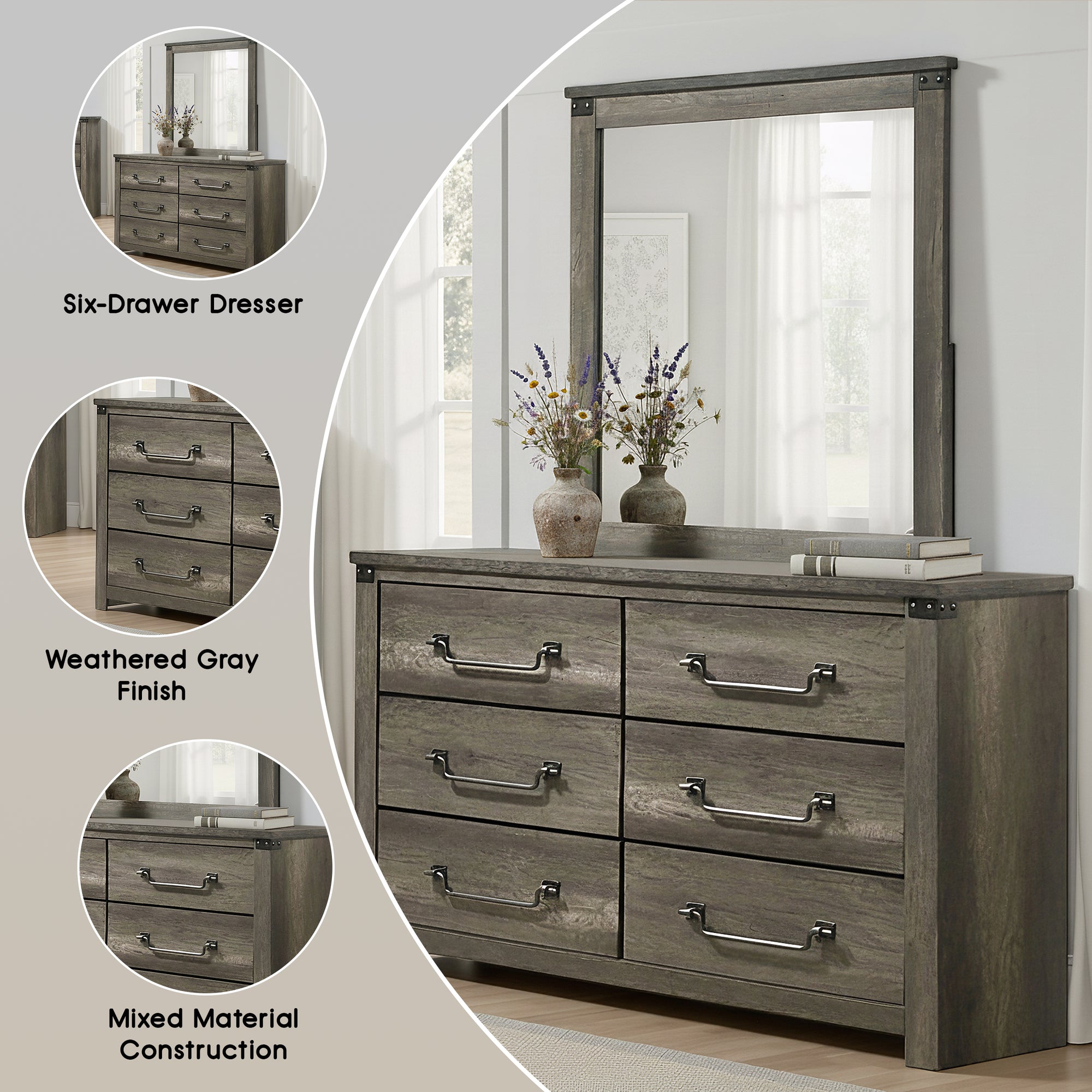 Arlingtona Rustic Farmhouse Dresser BonaNest Arlingtona Rustic Farmhouse Dresser BonaNest