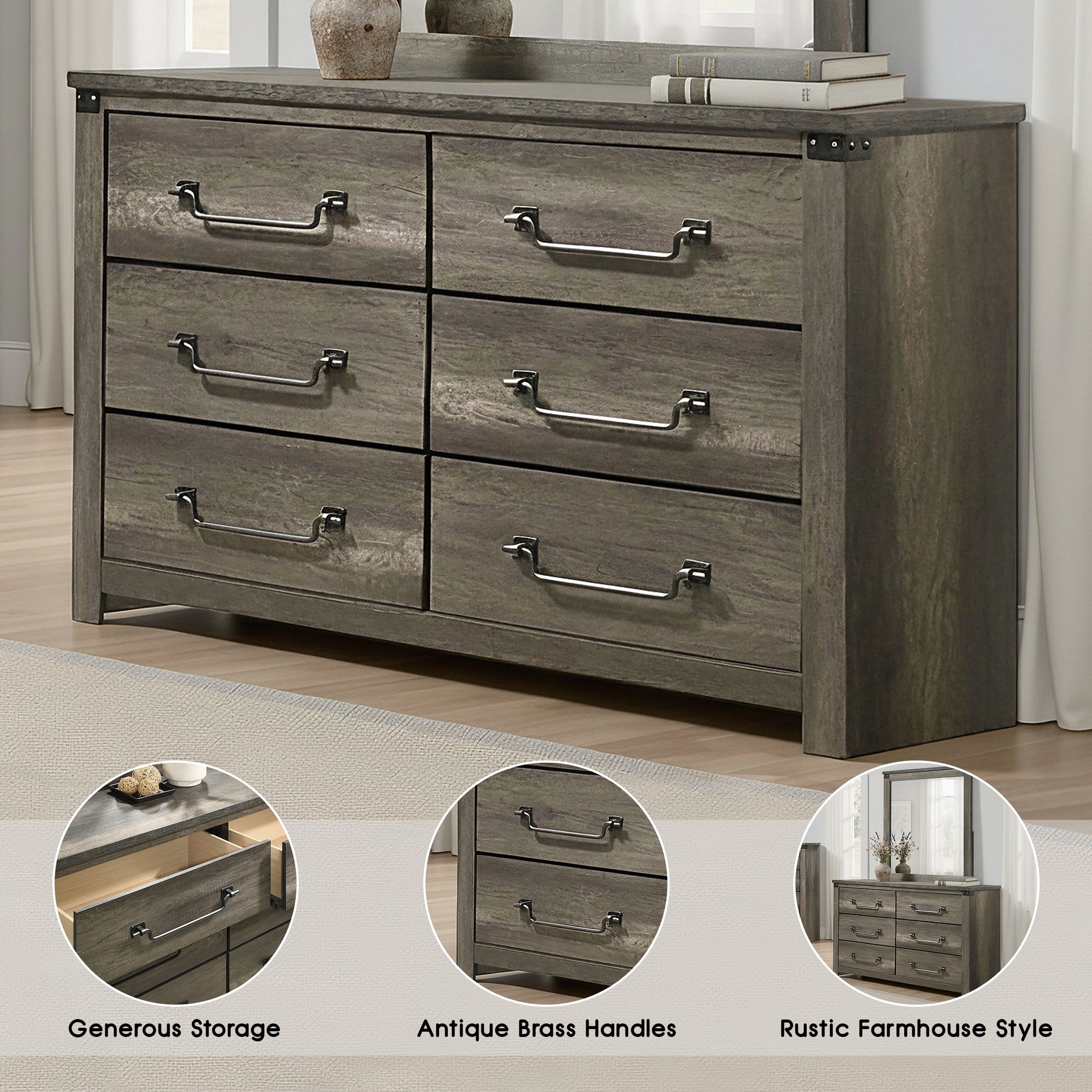Arlingtona Rustic Farmhouse Dresser BonaNest Arlingtona Rustic Farmhouse Dresser BonaNest