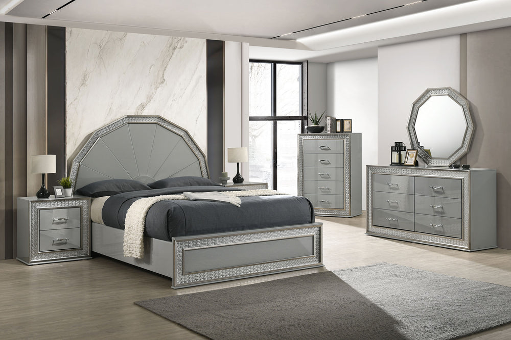 Lumiere Aurora Glam LED Platform Bed Frame