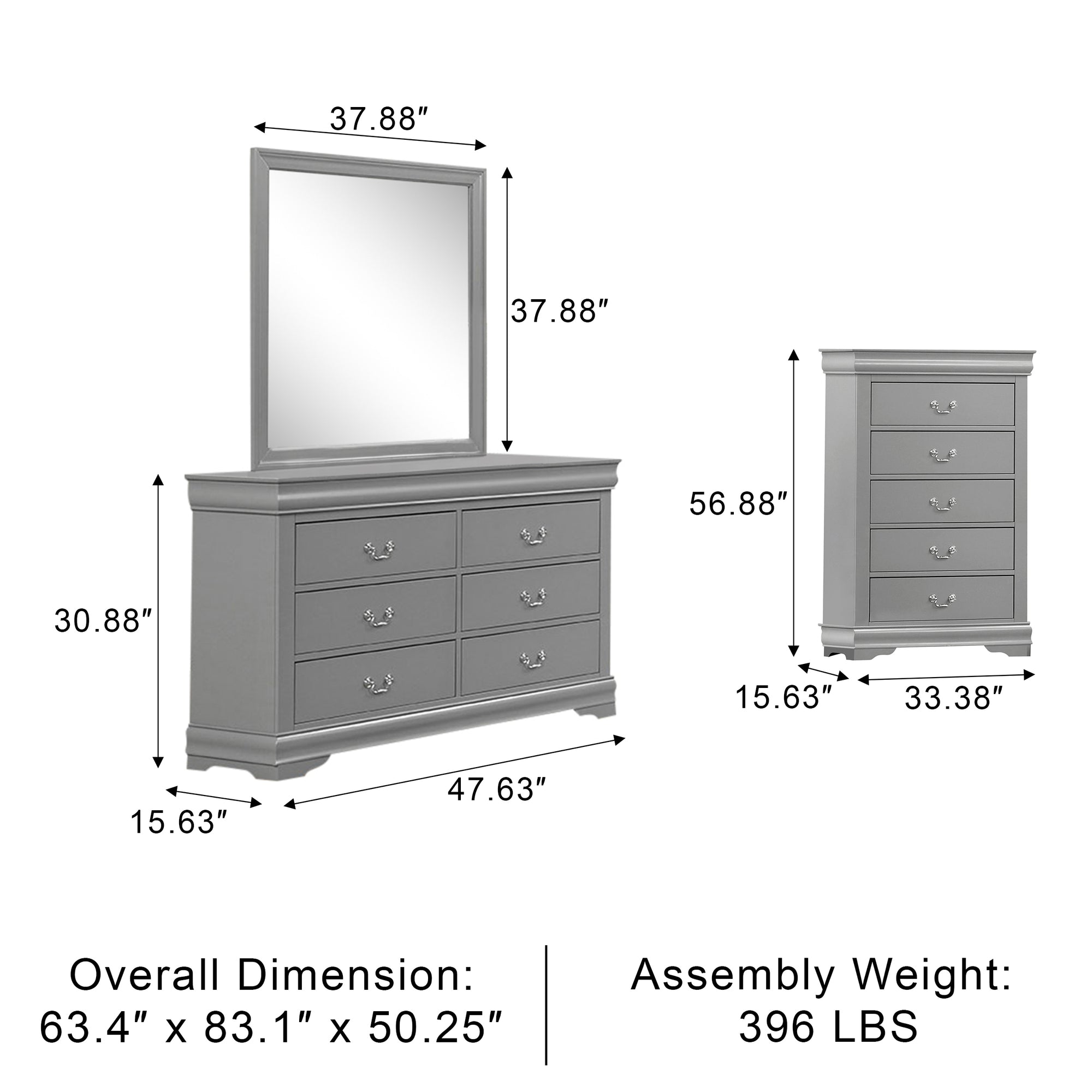 Duc De Savoie Transitional Bedroom Set, 5 Pieces