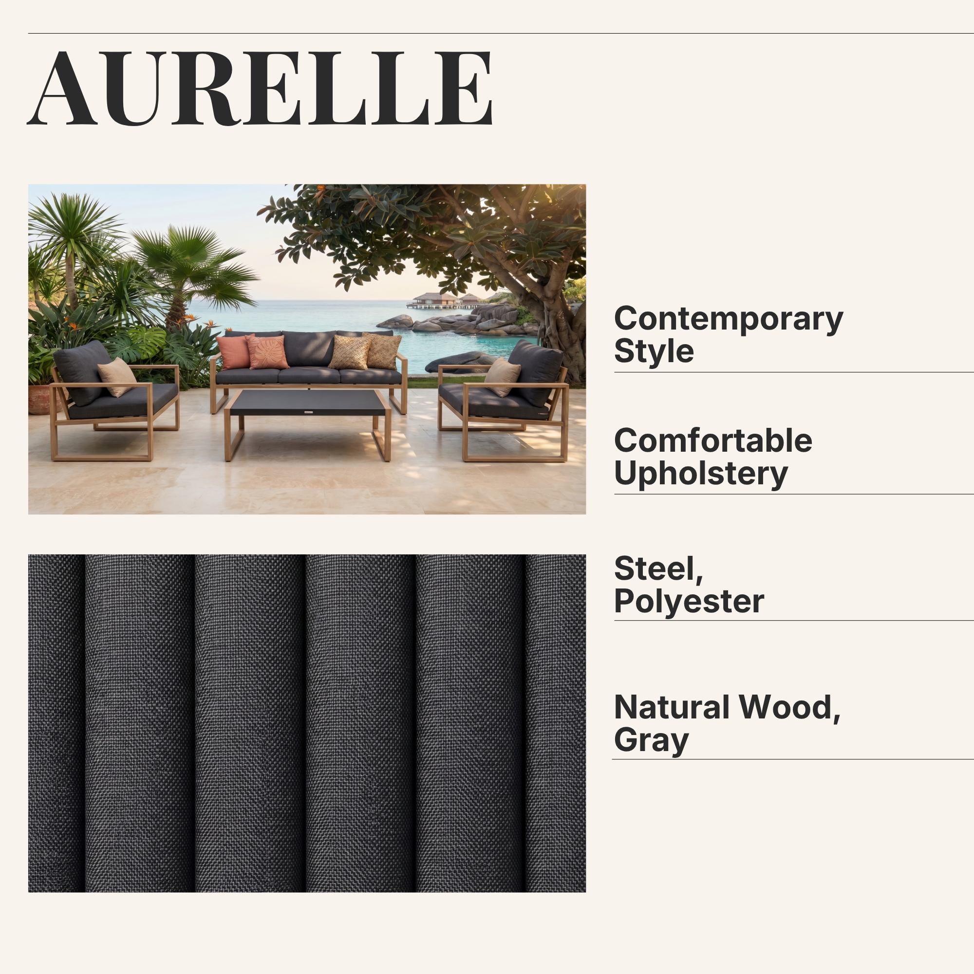 Aurelle Contemporary Outdoor Conversation Set, 4 Pieces