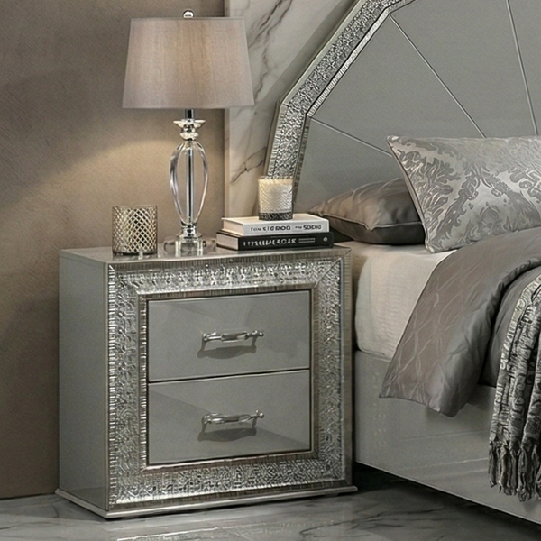Lumiere Aurora Glam LED Platform Nightstand