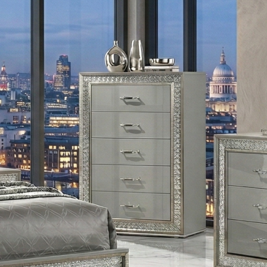 metallic dresser set Coaster Bedroom Gunnison 6-drawer Dresser Silver Metallic 223213 - Furniture Market