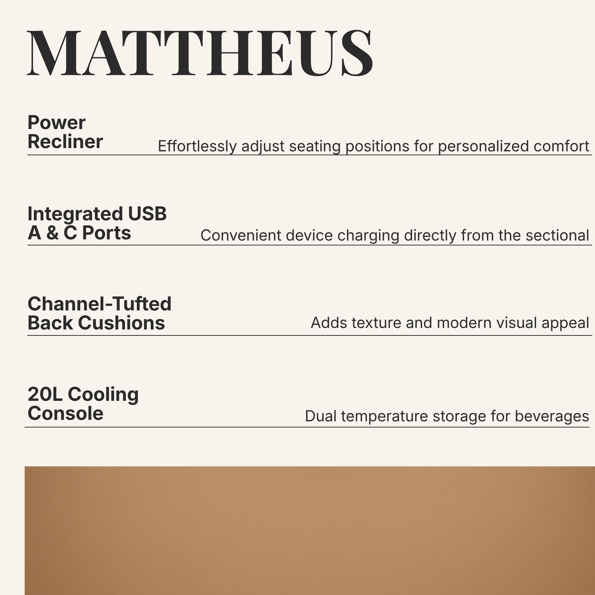 Mattheus Contemporary Power Sectional