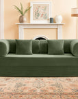 Perri 79" Modular Compressed Sofa with Corduroy Upholstery, Lumbar Pillows & Metal Support By FOA