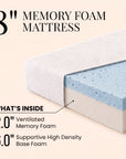Lunara Fiberglass-Free Memory Foam Mattress in a Box - Firm Support, Cooling Cover, CertiPUR-US Certified