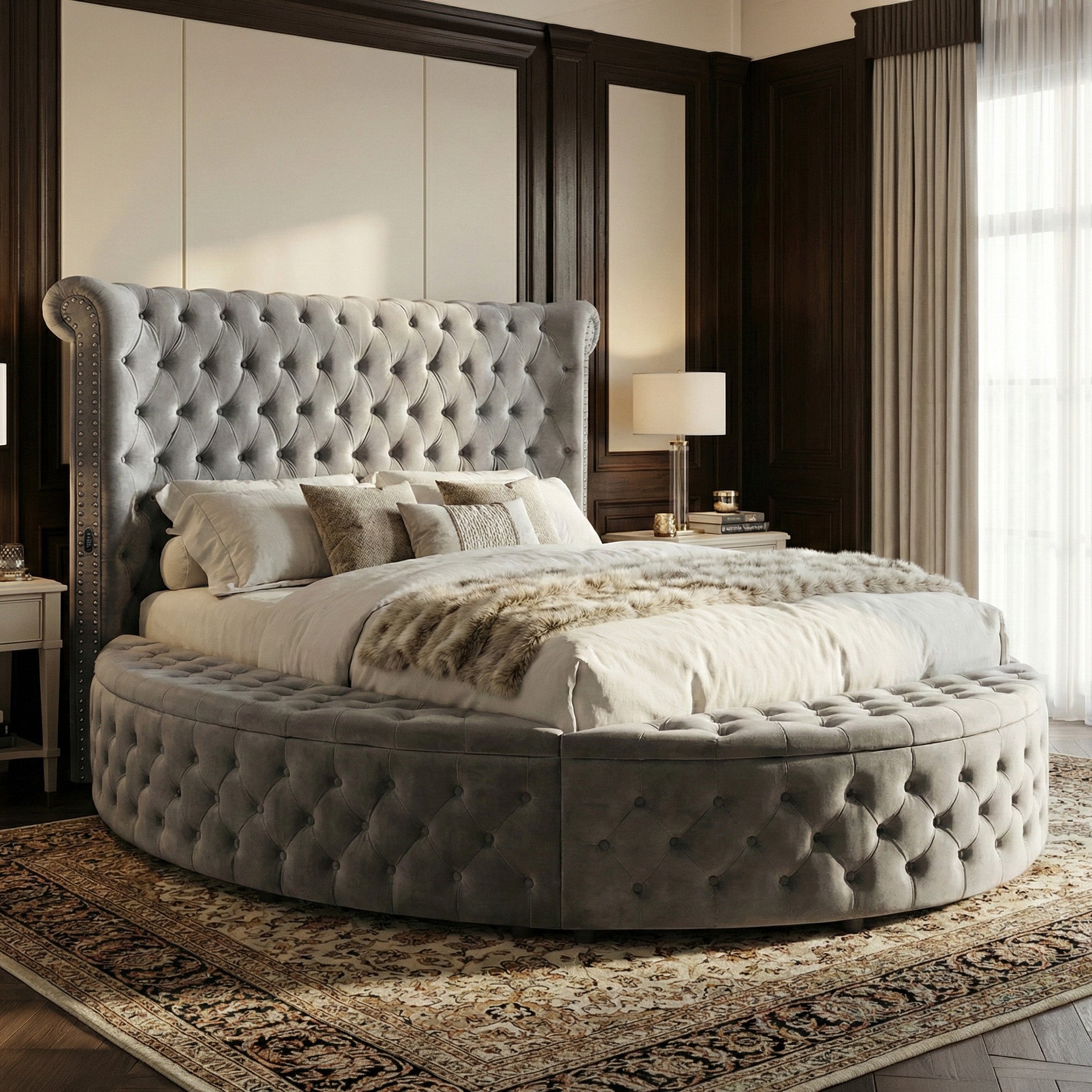 Velvora Luxury Round Velvet Platform Bed w/ Storage – BonaNest
