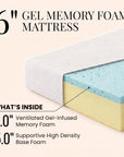 Lunara Fiberglass-Free Memory Foam Mattress in a Box - Firm Support, Cooling Cover, CertiPUR-US Certified